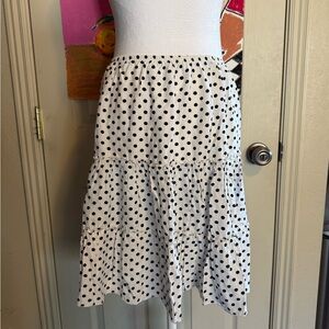Elegant Black and White Polka Dot Midi Skirt